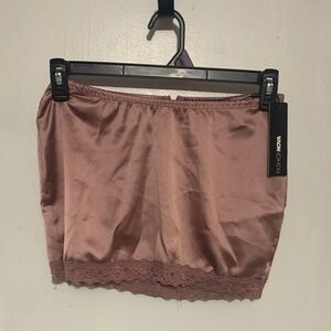 Fashion Nova Blush Satin Lace skirt